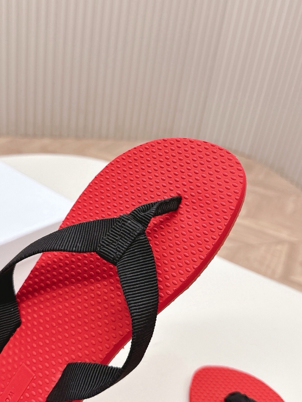 Authentic the row Red and Black Textured Flip Flops